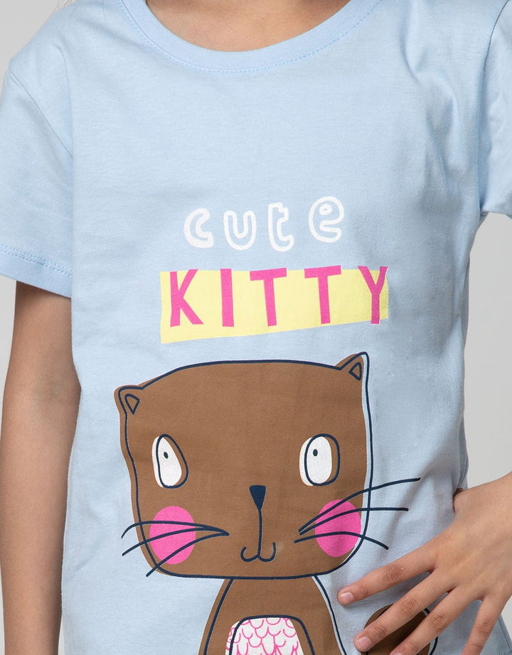 Little M Short Sleeve T-Shirt Cute Kitty