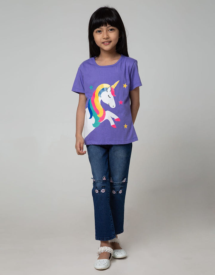 Little M Short Sleeve T-Shirt Unicorn Stars
