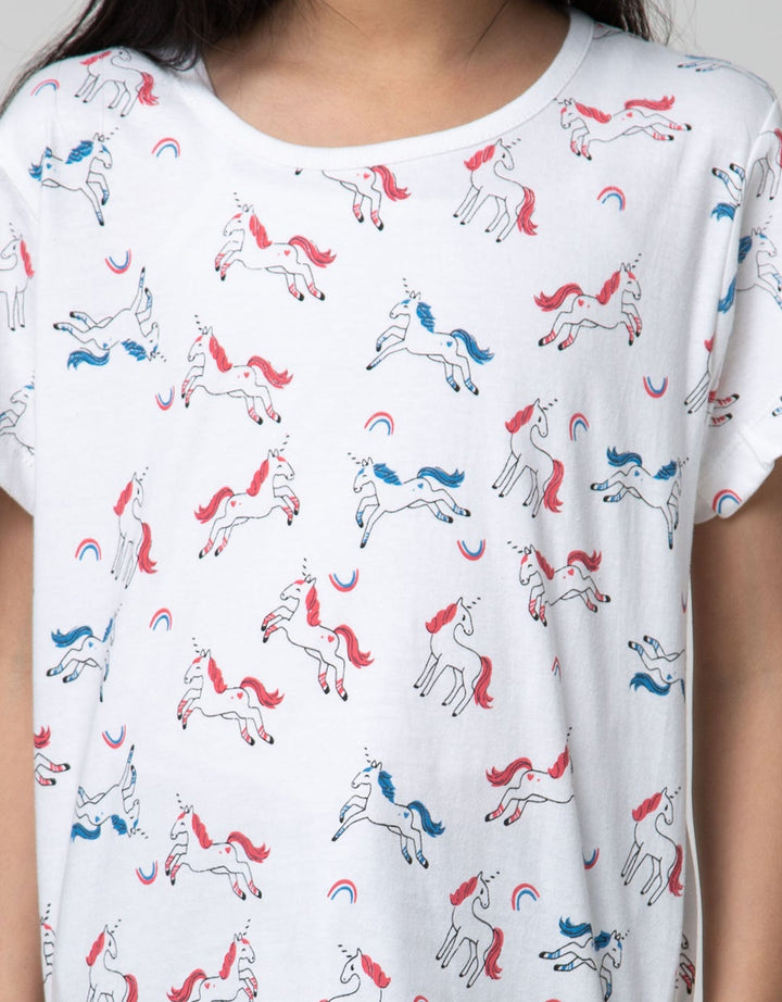 Little M Short Sleeve T-Shirt Unicorn Fullprint