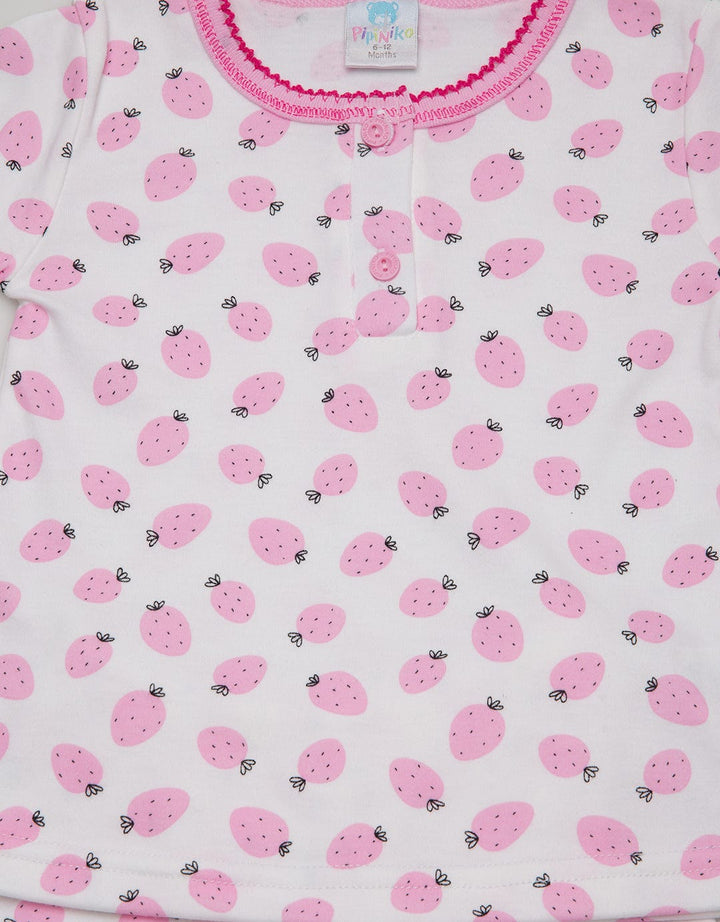Pipiniko Top - Bottom Set Strawberry Pyunic Pajamas