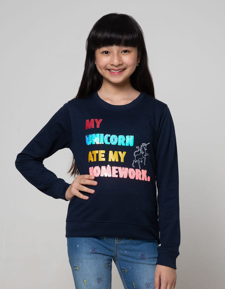 Nevada Kids Sweatshirt With Unicorn Sequins Ate My Homework