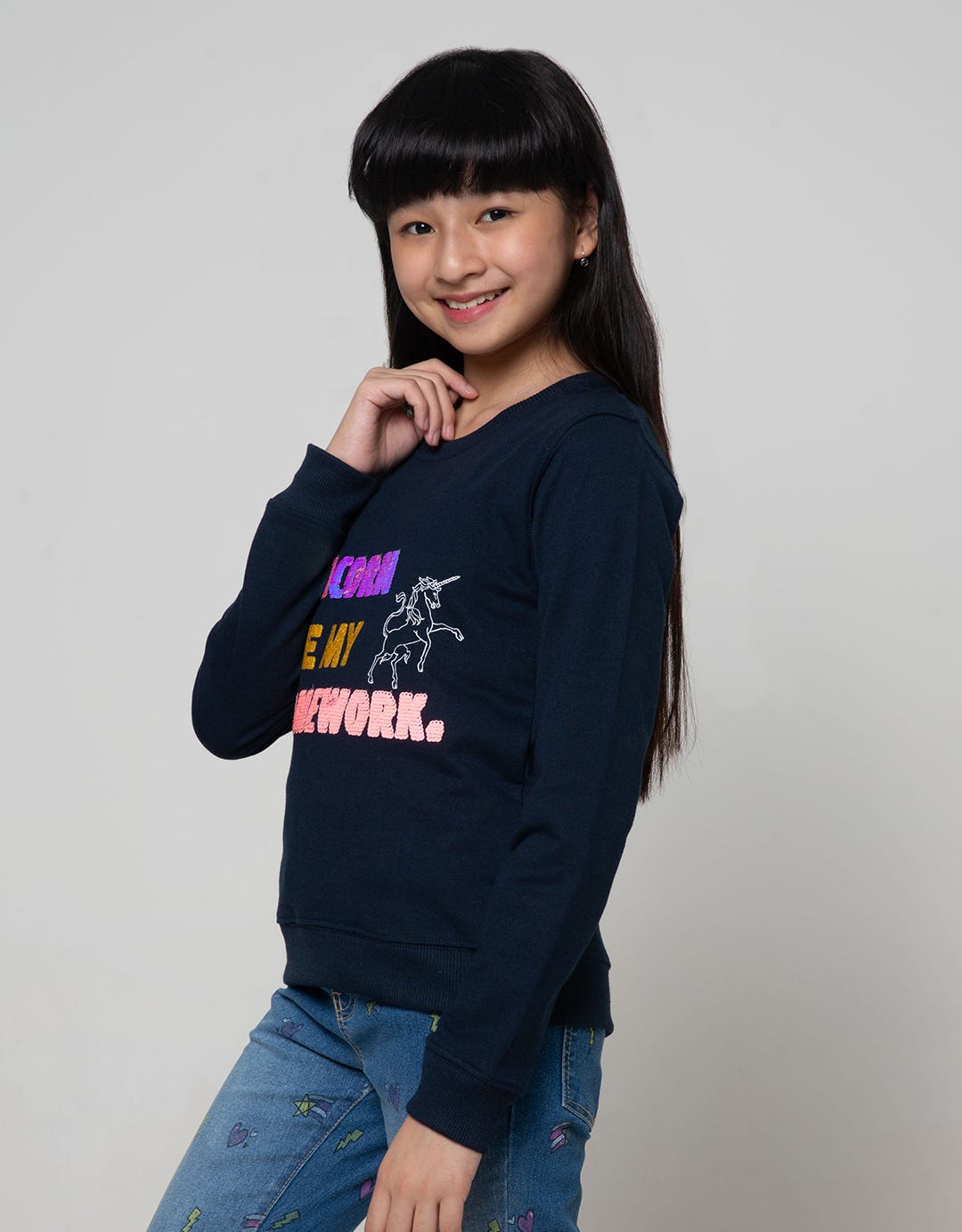 Nevada Kids Sweatshirt With Unicorn Sequins Ate My Homework