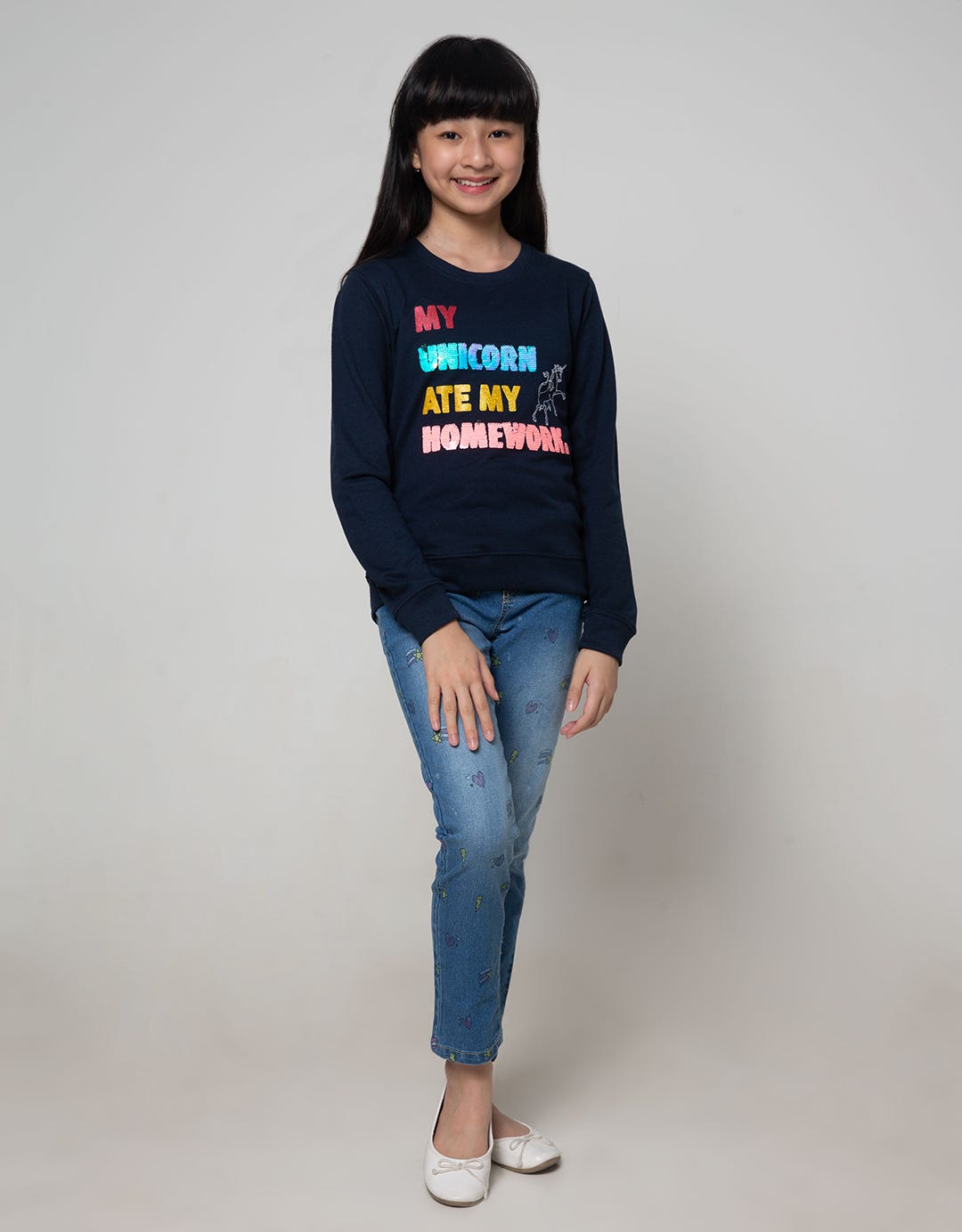Nevada Kids Sweatshirt With Unicorn Sequins Ate My Homework