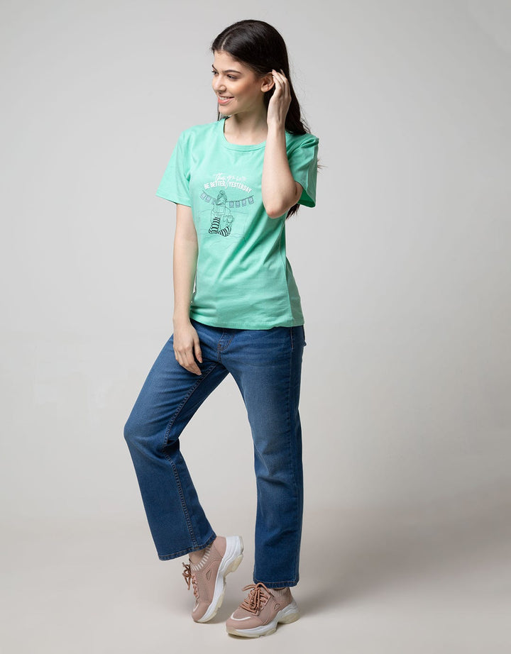 T Zone Short Sleeve T-Shirt Photoprint Non Raglan Girly