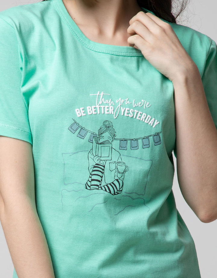 T Zone Short Sleeve T-Shirt Photoprint Non Raglan Girly