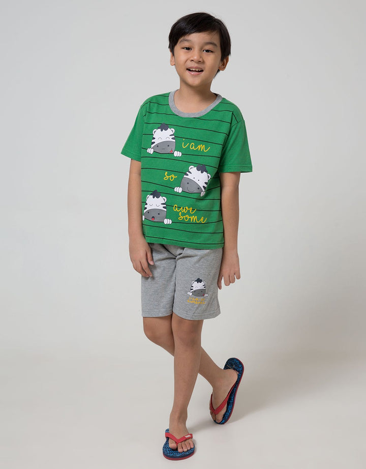 Little M Top-Bottom-Set Stripe Animal