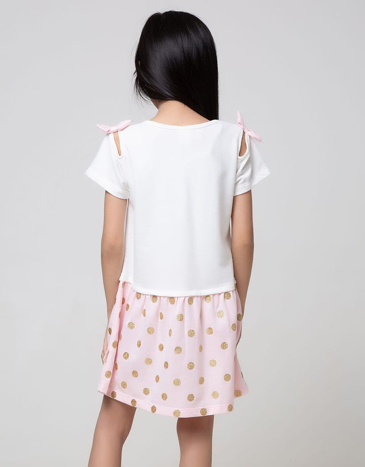 Little M Short Sleeve Midi Dress Bunny Lengan Pita