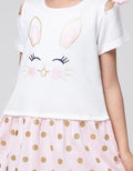 Little M Short Sleeve Midi Dress Bunny Lengan Pita