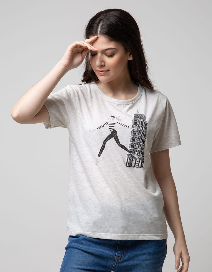 T Zone Short Sleeve T-Shirt Photoprint Non Raglan Girly