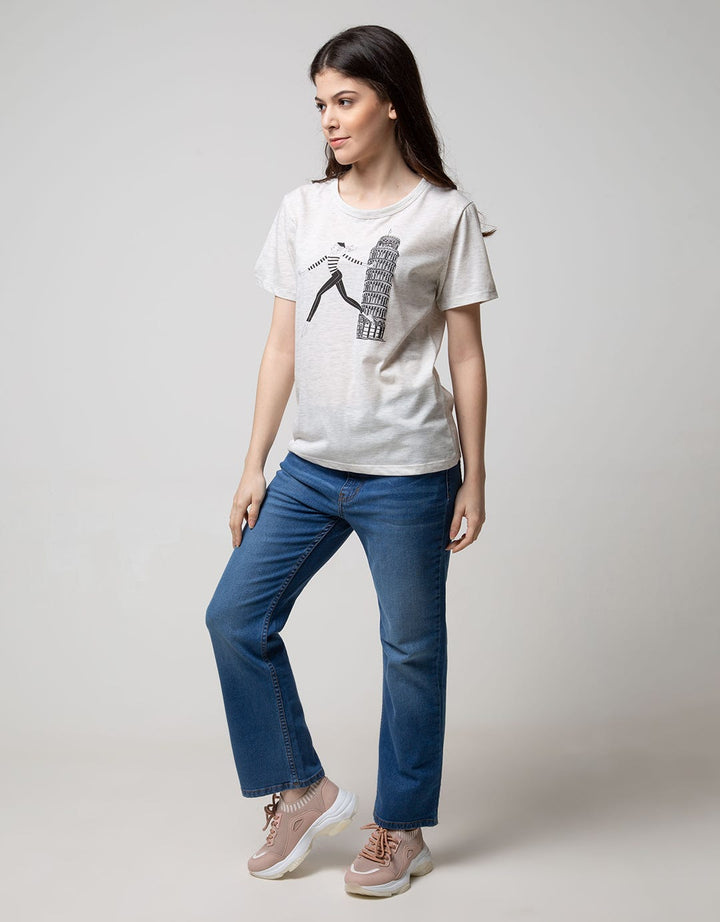 T Zone Short Sleeve T-Shirt Photoprint Non Raglan Girly