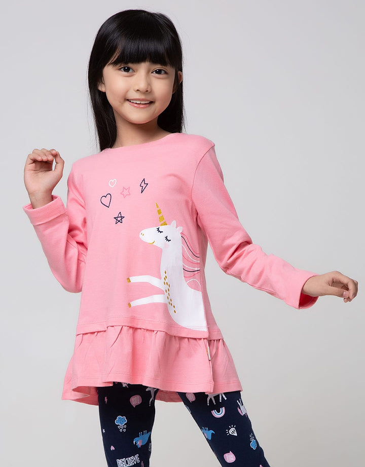 Little M Top - Bottom Set Unicorn Ruffle Edge