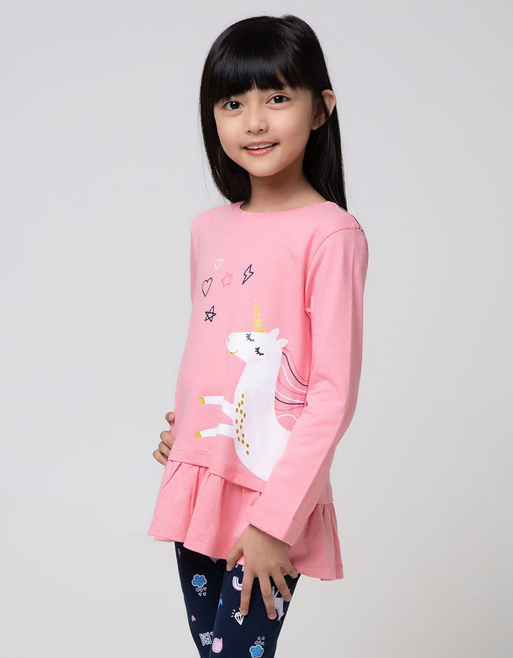 Little M Top - Bottom Set Unicorn Ruffle Edge
