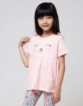 Little M Top - Bottom Set Kerut Sablon Cat