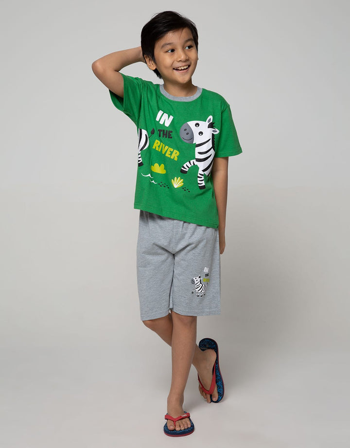 Little M Top-Bottom-Set Connected Animal T-Shirt