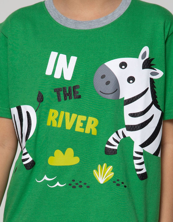 Little M Top-Bottom-Set Connected Animal T-Shirt