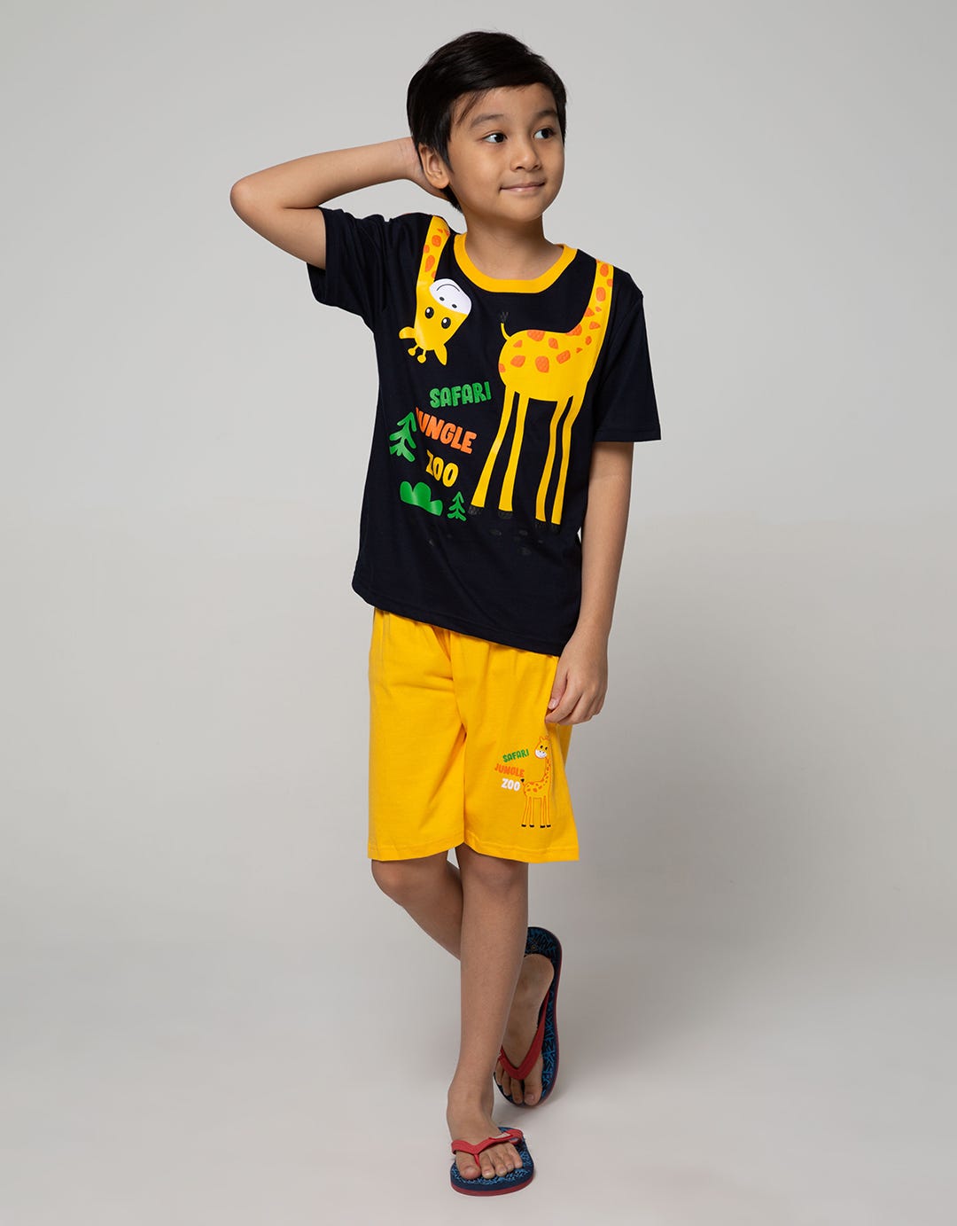 Little M Top-Bottom-Set Connected Animal T-Shirt