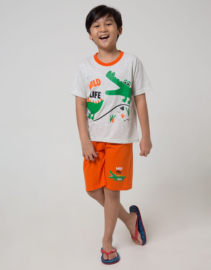Little M Top-Bottom-Set Connected Animal T-Shirt