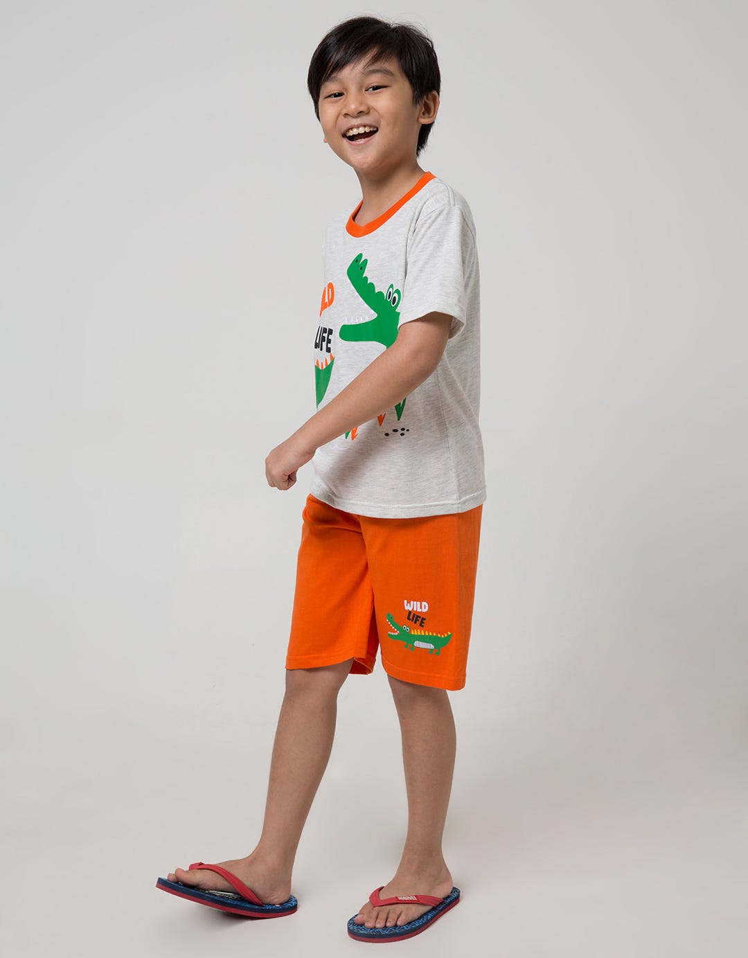 Little M Top-Bottom-Set Connected Animal T-Shirt