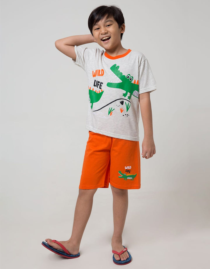 Little M Top-Bottom-Set Connected Animal T-Shirt