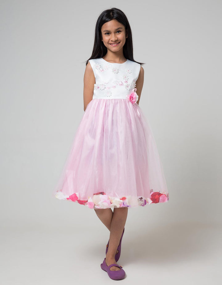 Kidz Too Short Sleeve Maxi Dress Sleeveless Floral Embroidery