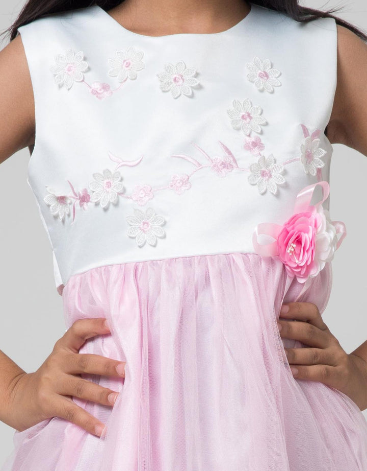 Kidz Too Short Sleeve Maxi Dress Sleeveless Floral Embroidery