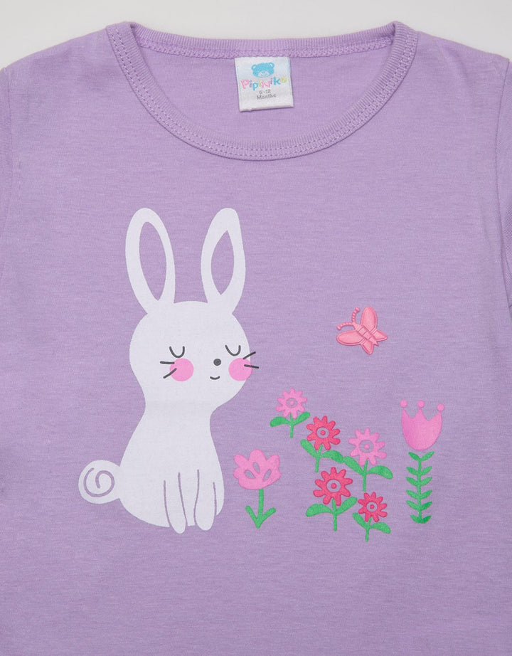 Pipiniko Short Sleeve T-Shirt Bunny Flower