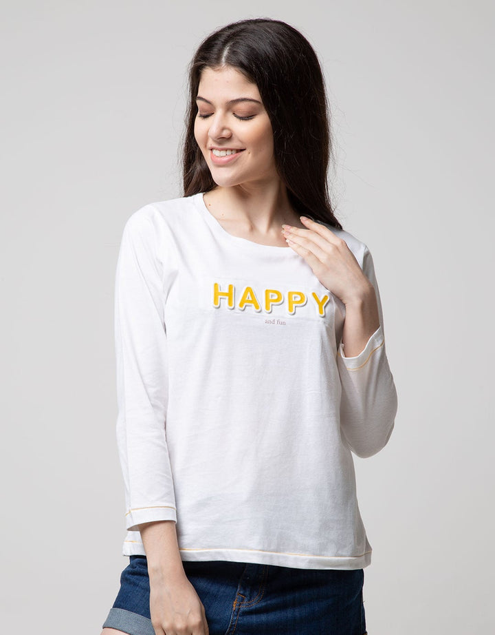 T Zone Long Sleeve T-Shirt Wording Regular Girly Long Sleeve