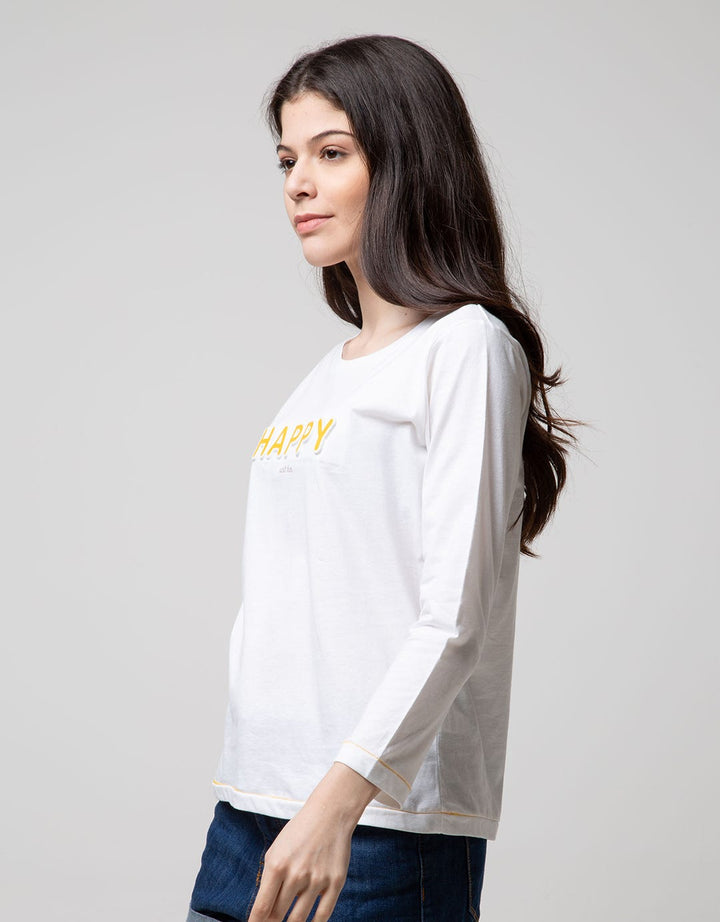 T Zone Long Sleeve T-Shirt Wording Regular Girly Long Sleeve