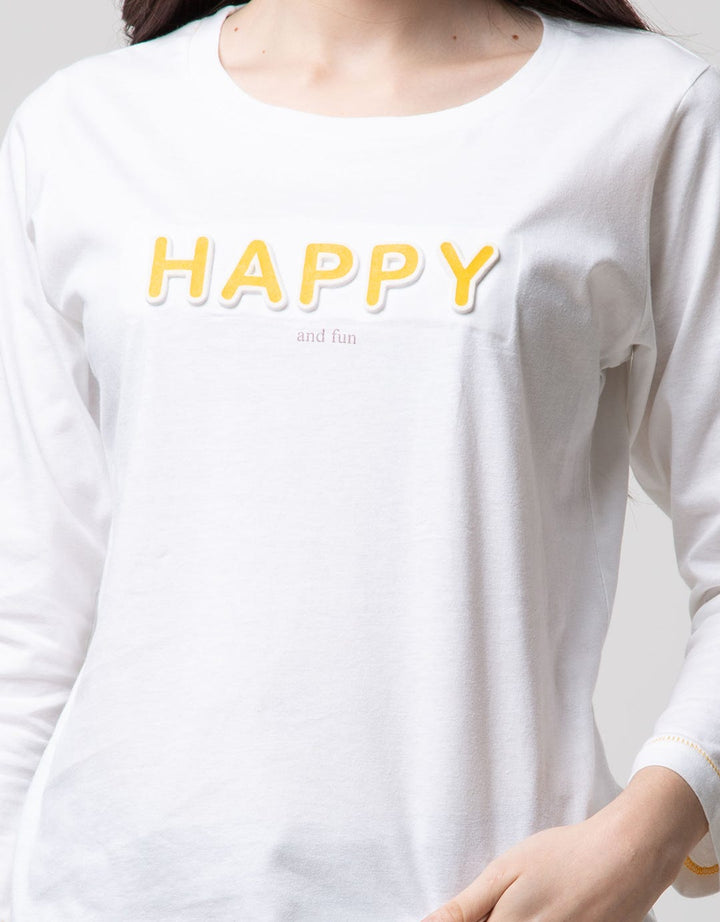 T Zone Long Sleeve T-Shirt Wording Regular Girly Long Sleeve