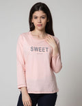 T Zone Long Sleeve T-Shirt Wording Regular Girly