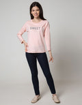 T Zone Long Sleeve T-Shirt Wording Regular Girly