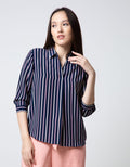Connexion Blouse Khosibo Print Stripes Shanghai Collar