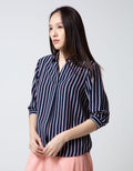 Connexion Blouse Khosibo Print Stripes Shanghai Collar