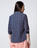 Connexion Blouse Khosibo Print Stripes Shanghai Collar