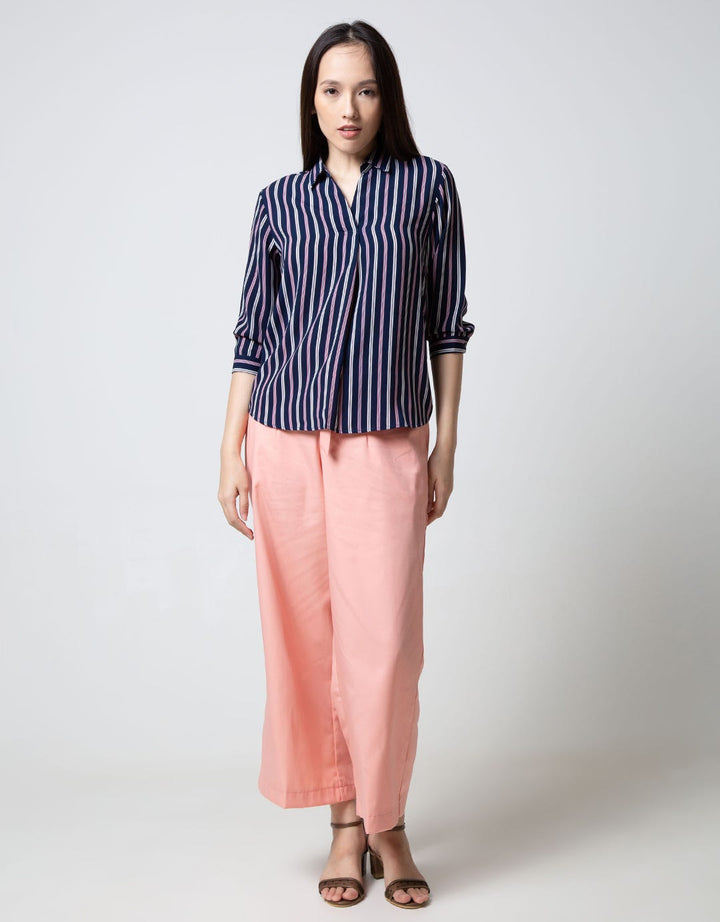 Connexion Blouse Khosibo Print Stripes Shanghai Collar