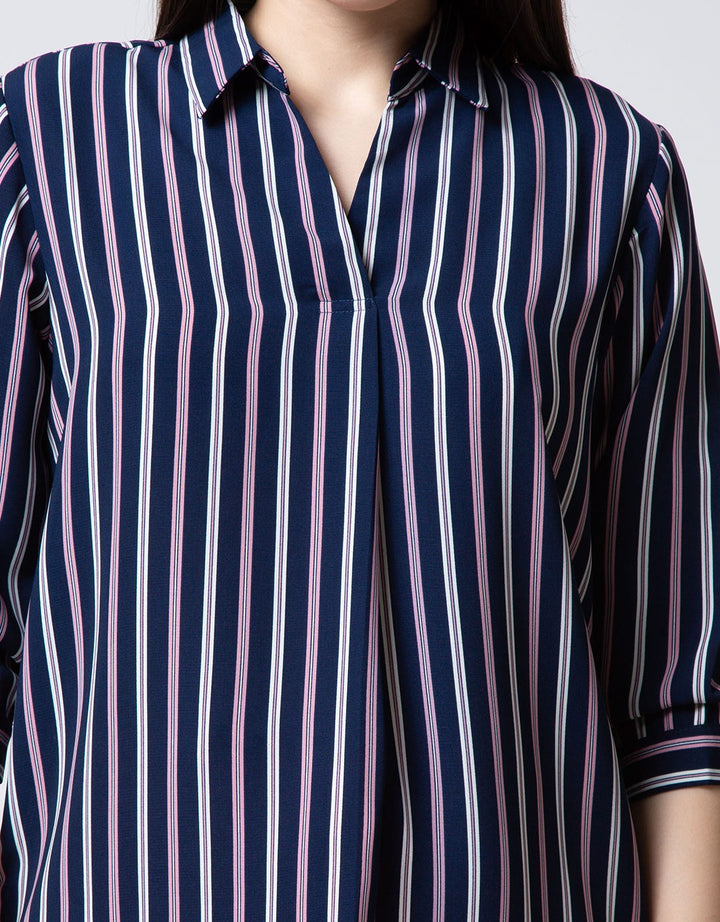 Connexion Blouse Khosibo Print Stripes Shanghai Collar