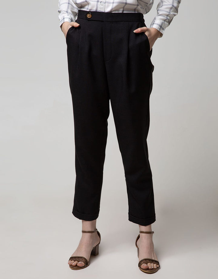 Connexion Formal Long Pants Crop With Horn Button Waist Band 