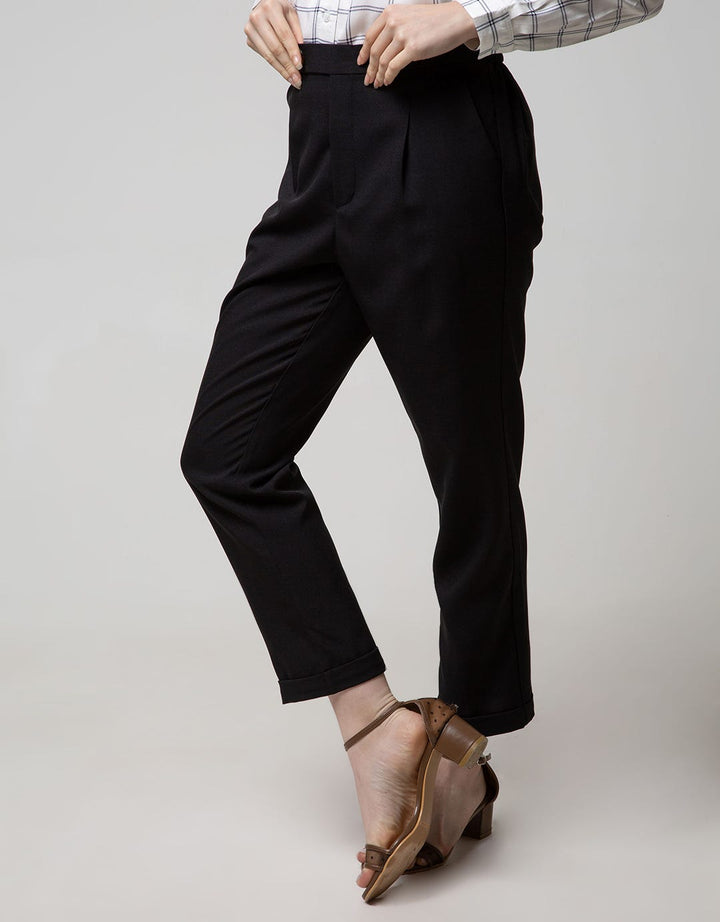 Connexion Formal Long Pants Crop With Horn Button Waist Band 