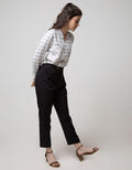 Connexion Formal Long Pants Crop With Horn Button Waist Band 