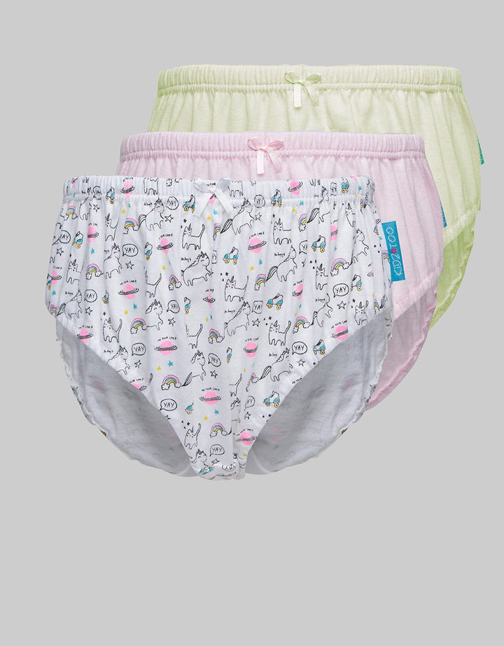 Kidz Too Brief Pack 3 Underwear Girls Unicorn 