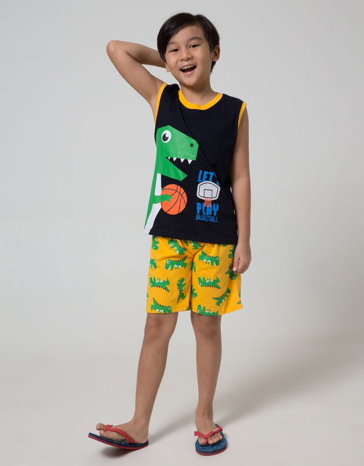 Little M Top-Bottom Set Singlet Animal Celana Fullprint