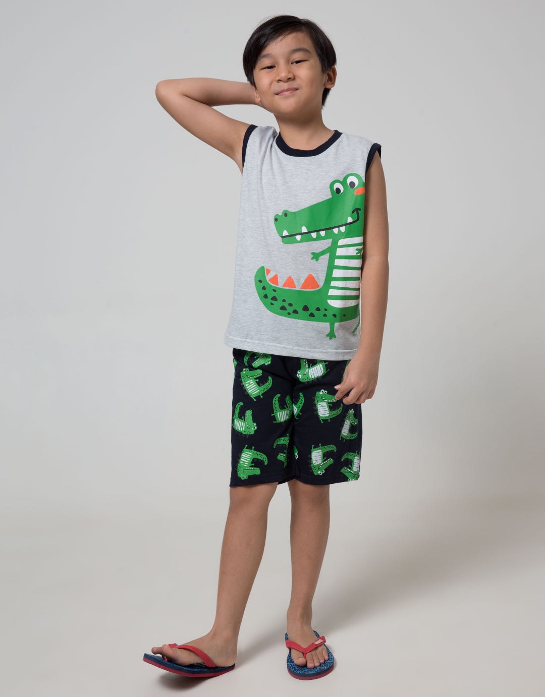 Little M Top-Bottom Set Singlet Animal Celana Fullprint