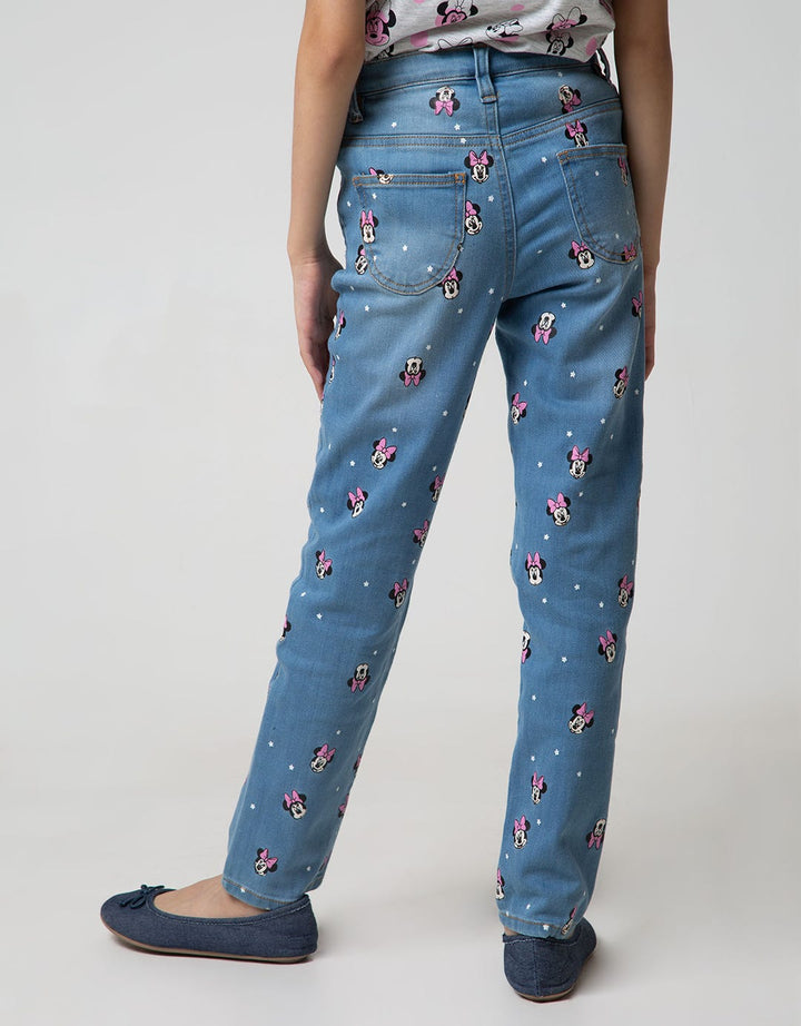 Disney Denim Long Pants Minnie Full Print