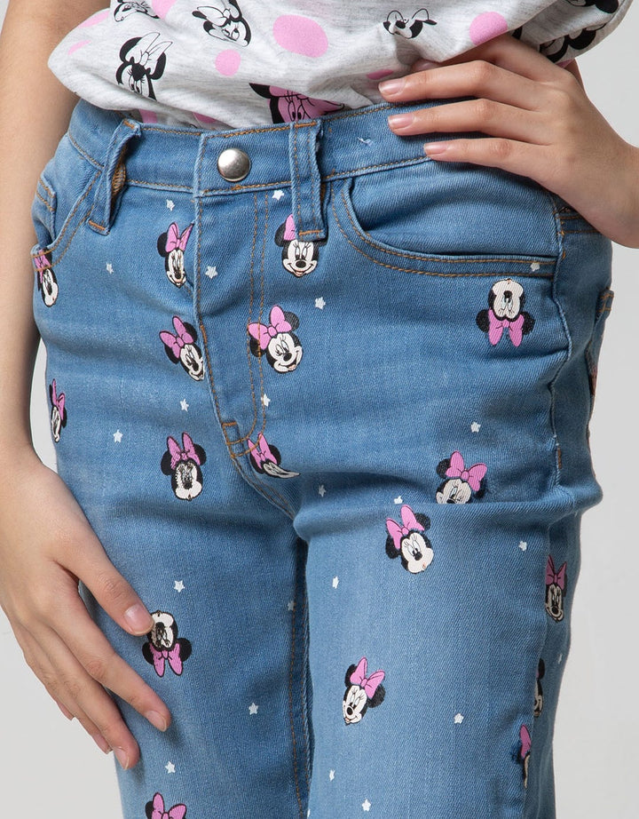Disney Denim Long Pants Minnie Full Print