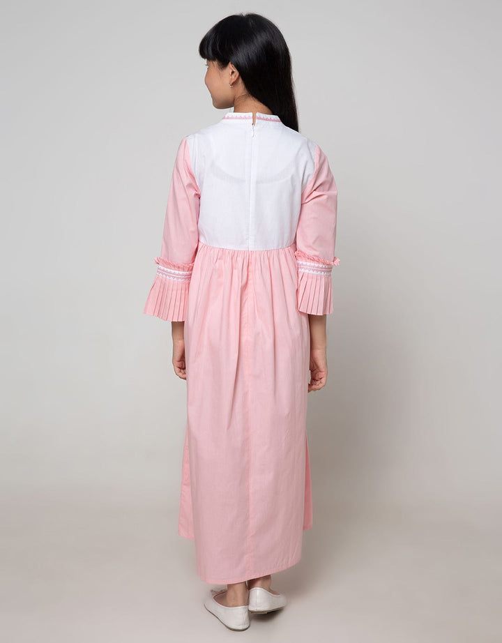 Kidz Too Long Sleeve Maxi Dress Bamus Chest Folded Embroidered