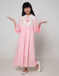 Kidz Too Long Sleeve Maxi Dress Bamus Chest Folded Embroidered