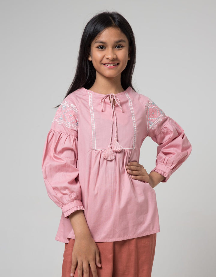 Aero Kids Long Sleeve Blouse Top Woven Tassel
