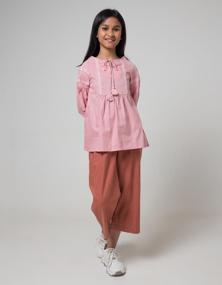 Aero Kids Long Sleeve Blouse Top Woven Tassel