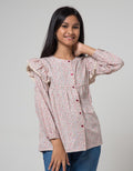Aero Kids Long Sleeve Blouse Top Woven Print Flower