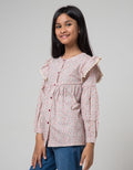 Aero Kids Long Sleeve Blouse Top Woven Print Flower